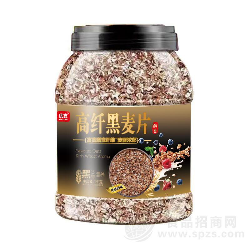 优支免煮即食高纤黑麦片1千克