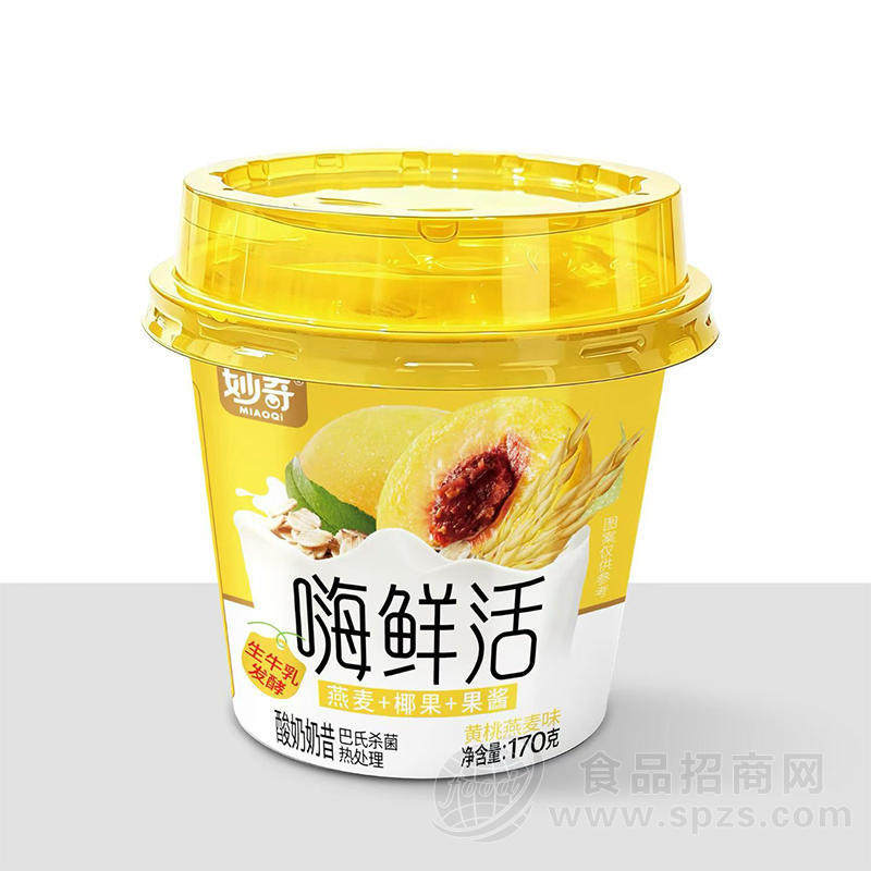 妙奇嗨鲜活黄桃燕麦味酸奶奶昔170克