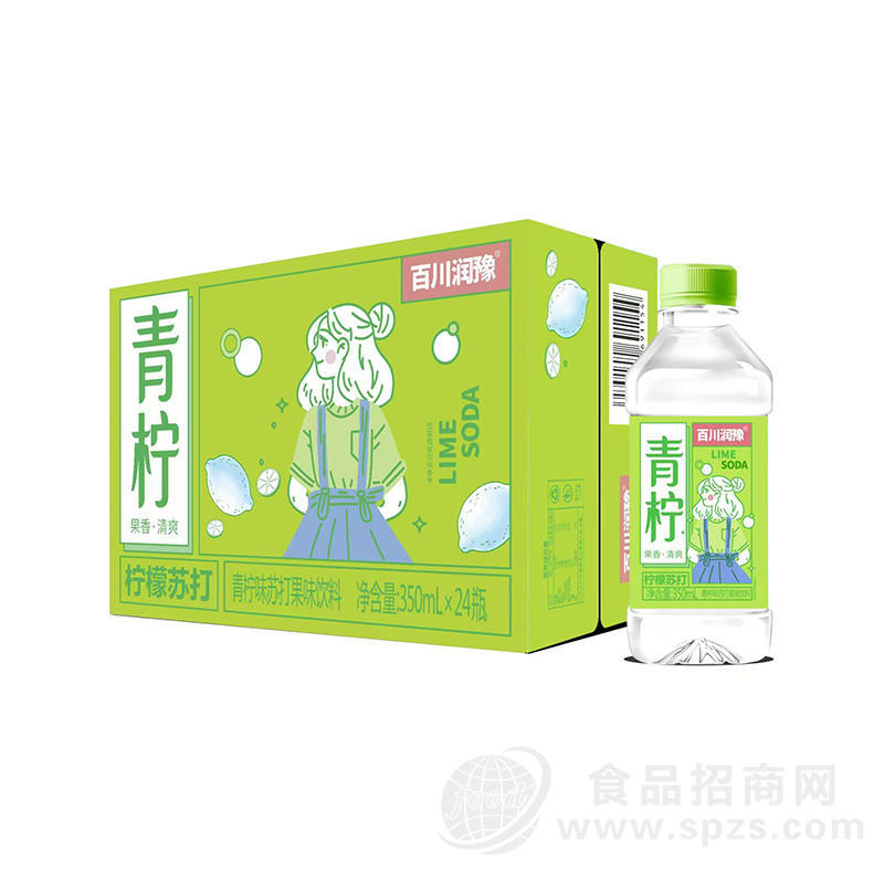 百川润豫青柠味苏打果味饮料350mlx24瓶