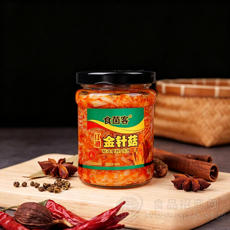 食菌客红油金针菇罐装休闲食品175克