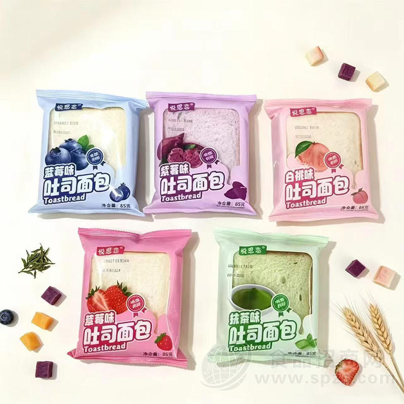 悦思恋水果味紫薯味抹茶味吐司面包85克