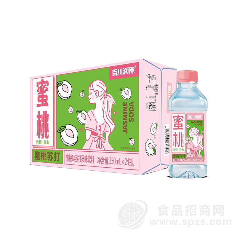 百川润豫蜜桃味苏打果味饮料350mlx24瓶
