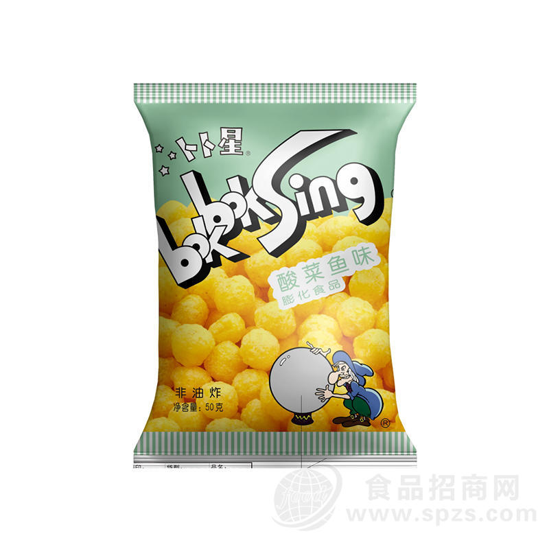 卜卜星酸菜鱼味非油炸膨化食品50克休闲零食