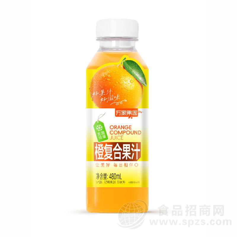 万家果园无菌冷灌橙复合果汁饮料480ml