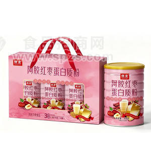 阿胶红枣蛋白质粉方便食品350克x3罐礼盒装