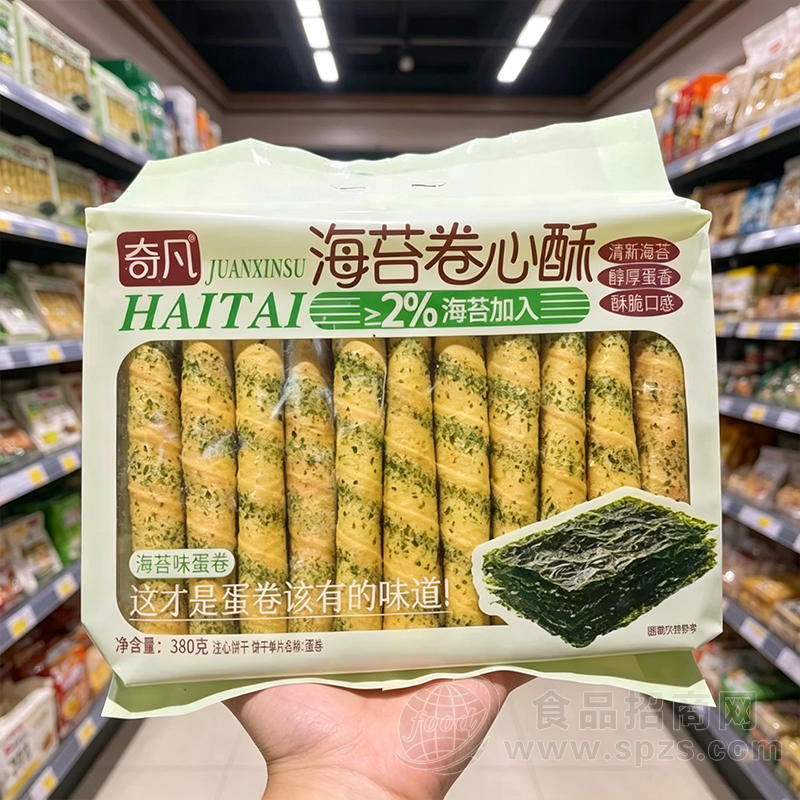 奇凡海苔卷心酥海苔味蛋卷380克注心饼干