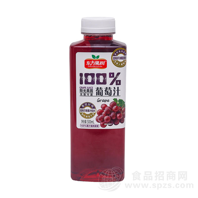 东方果树100%阳光果园葡萄汁无菌冷灌500ml