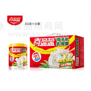 喜盈盈椰子水大椰果风味饮料200gx12罐礼盒装