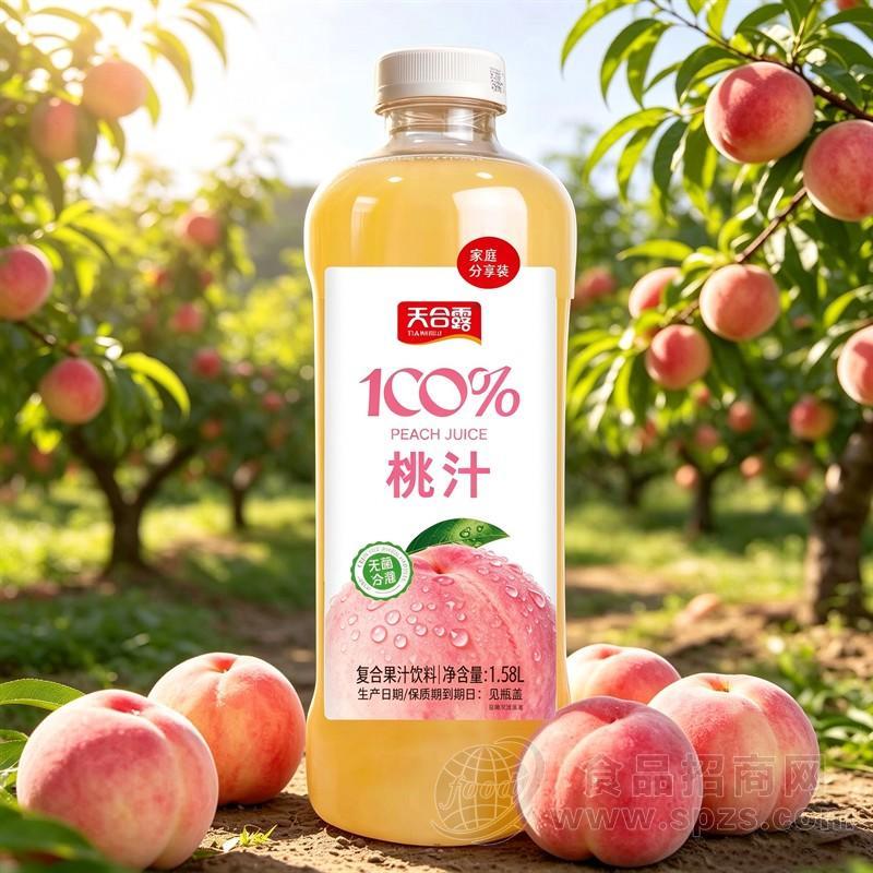 天合露100%桃汁复合果汁饮料1.58L无菌冷灌