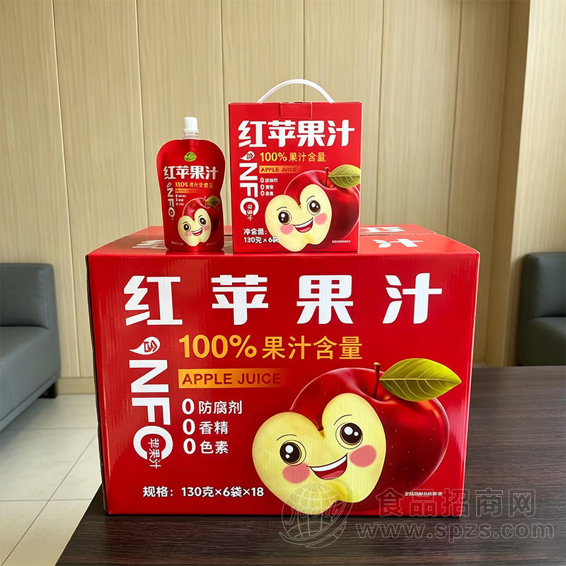 卡波儿红苹果汁饮料130克x6袋x18