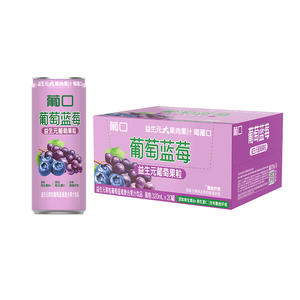 葡口益生元果粒葡萄蓝莓复合果汁饮品320mlx20罐