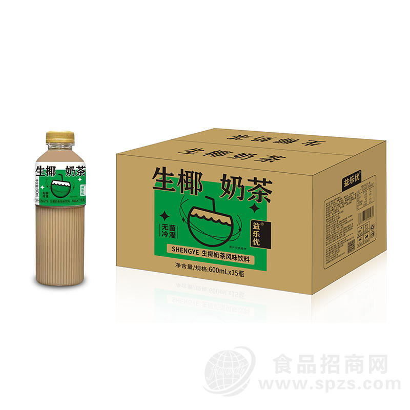 益乐优生椰奶茶风味饮料无菌冷灌600mlx15瓶