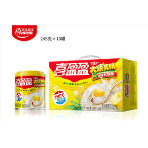 喜盈盈大块黄桃+大椰果黄桃椰果风味饮料245gx10罐
