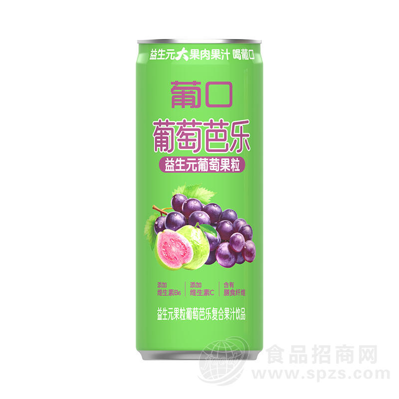 葡口益生元果粒葡萄芭乐复合果汁饮品320ml
