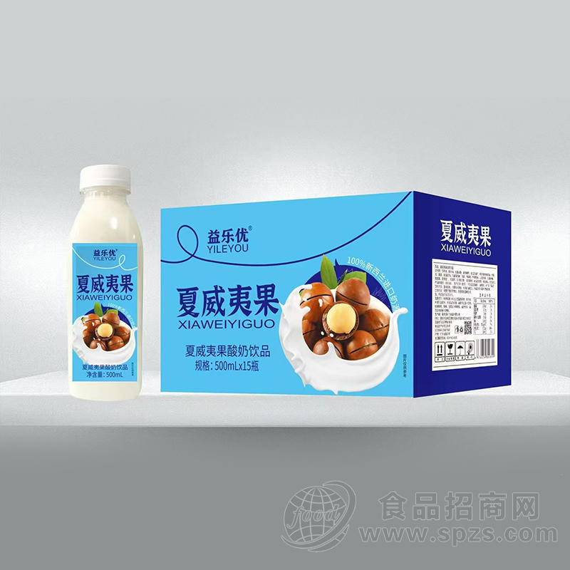 益乐优夏威夷果酸奶饮品饮料500mlx15瓶